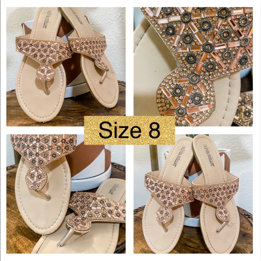 Size 8 - Olivia Miller sparkle gold sandals